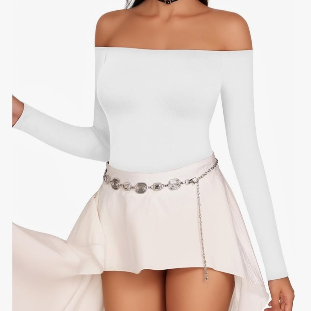 Elegant White Off-Shoulder Bodysuit